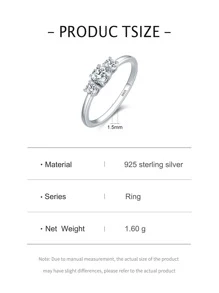 Anello Nuziale In Argento Decorato Con Zirconi Cubici Per Donne, Gioiello Nuziale Elegante Per Matrimonio E Fidanzamento - Argento - Visualizzare 5