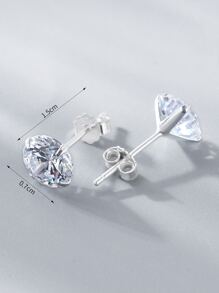 1 Đôi Bạc Quyến Rũ Đính Đá Cubic Zirconia Trang Trí Bông Tai Dành Cho Nam Trang Trí Hàng Ngày - Bạc - Xem 5