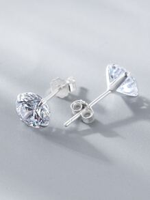 1 Đôi Bạc Quyến Rũ Đính Đá Cubic Zirconia Trang Trí Bông Tai Dành Cho Nam Trang Trí Hàng Ngày - Bạc - Xem 3