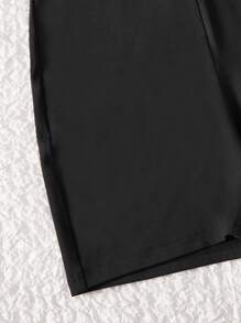 SHEIN EZwear Summer Outfit Letter Patched Zip Up Black Unitard Romper