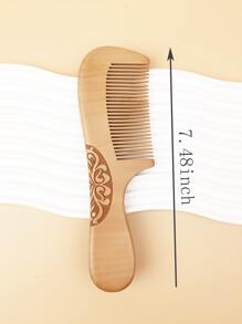 1pc Wooden Hair Comb Wide Tooth Comb For Thick Curly Wavy Long Hair, Detangling For Wet And Dry Anti Static All Types Hair, Cutting Hairdressing Comb, Hair Brush For Women And Men - Brown - View 3