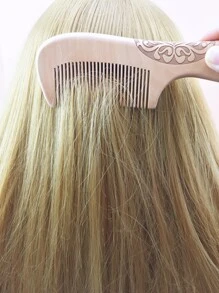 1pc Wooden Hair Comb Wide Tooth Comb For Thick Curly Wavy Long Hair, Detangling For Wet And Dry Anti Static All Types Hair, Cutting Hairdressing Comb, Hair Brush For Women And Men - Brown - View 5