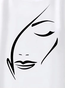 SHEIN LUNE Plus Figure Graphic Batwing Sleeve Tee - White - View 3