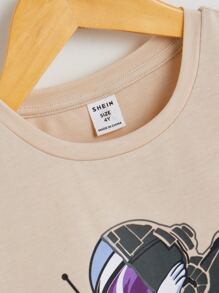 SHEIN Toddler Boys Astronaut Print Tee - Apricot - View 3