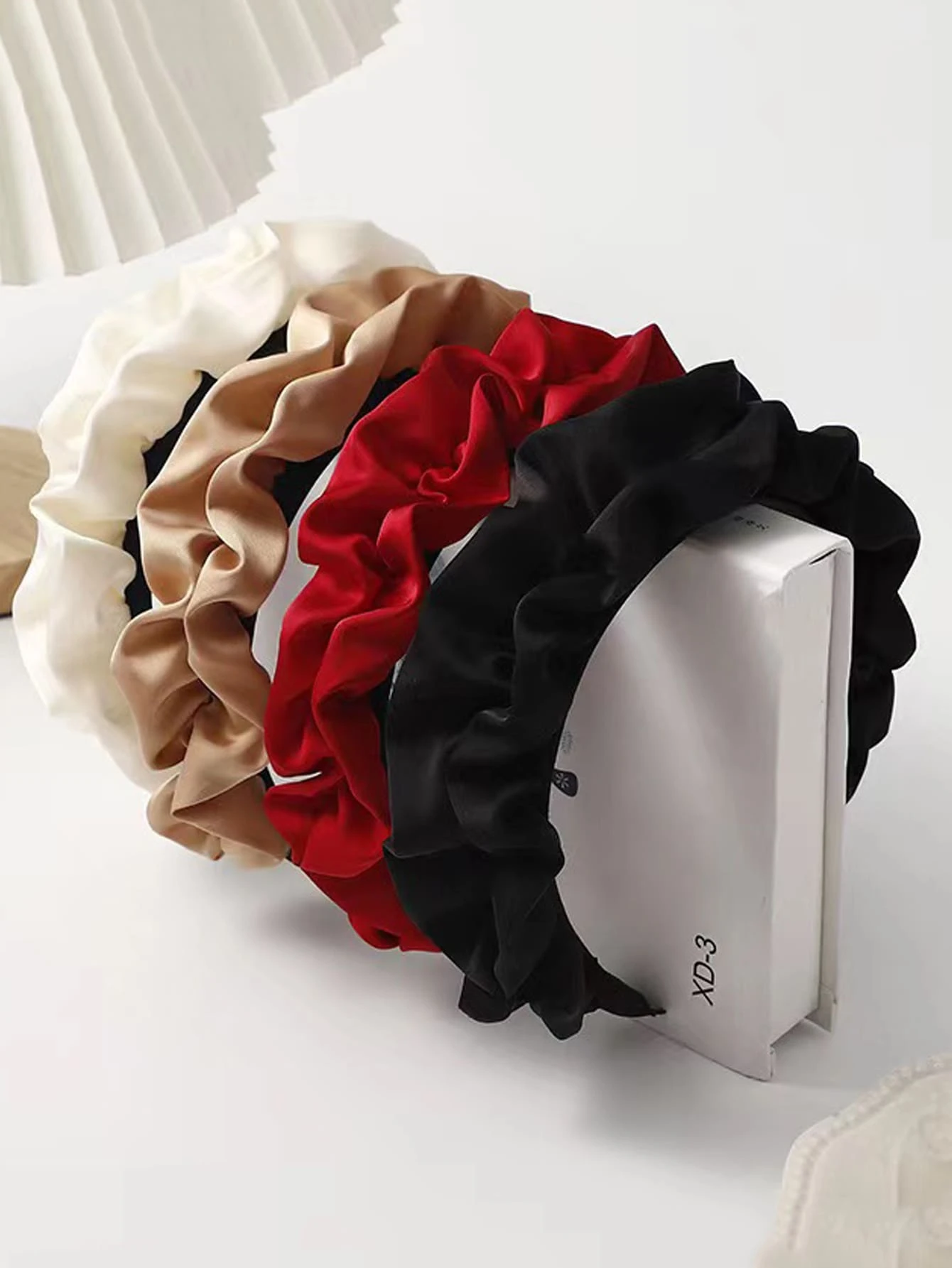4 piezas Diademas casuales sólidas con pliegues para mujeres, Diademas, Aros para el cabello, Accesorios para el cabello, Diademas para maquillaje, Accesorios para la cabeza - Multicolor - Ver 1