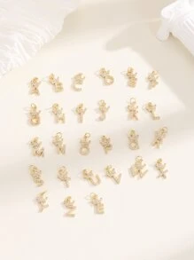 1入組水鑽裝飾字母DIY吊墜 - 金黃色 - 查看 2