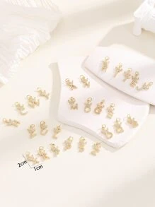 1入組水鑽裝飾字母DIY吊墜 - 金黃色 - 查看 3