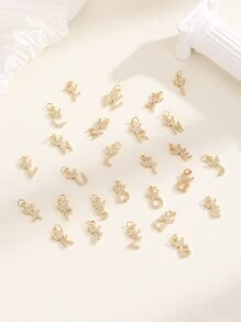 1入組水鑽裝飾字母DIY吊墜 - 金黃色 - 查看 5