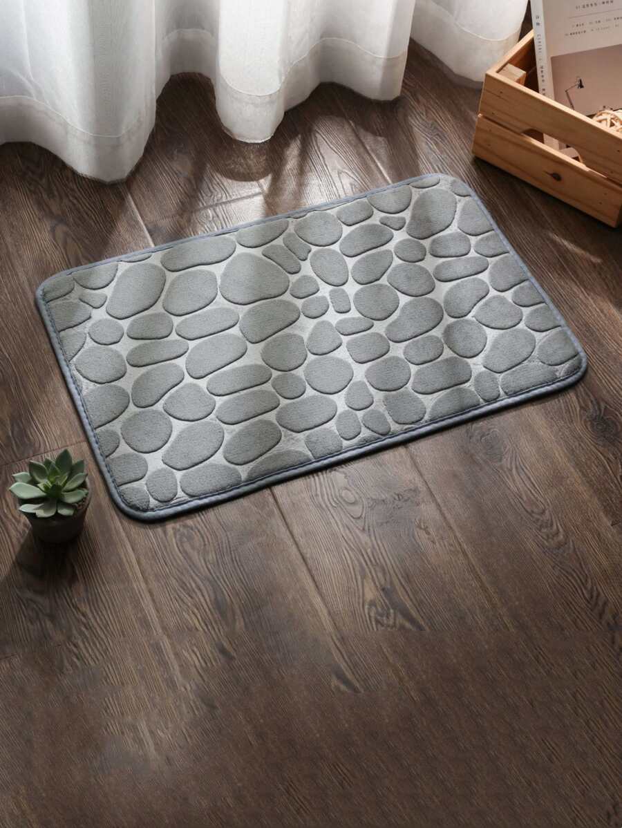 1 Tấm Thảm Nhà Tắm Họa Tiết Đá, Thảm Vệ Sinh Polyamide Chống Trơn Trượt Hiện Đại Cho Phòng Tắm - Xám - Xem 1