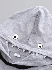 SHEIN Toddler Boys Cartoon Graphic Hooded Tank Top With Shorts - Multicolor - View 4