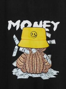 SHEIN 男孩卡通和字母圖案T恤