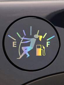 Car Sticker - Personalized Fuel Tank Cap Sticker - Fun Imprint And Stain Glass Rear Bumper Decoration Sticker, Creative, Optional - 1pc Black Mailbox/1pc Black Stain/1pc Black Little Man - Multicolor - View 8