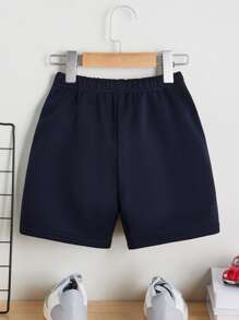 SHEIN Toddler Boys Car Print Shorts - Navy Blue - View 2