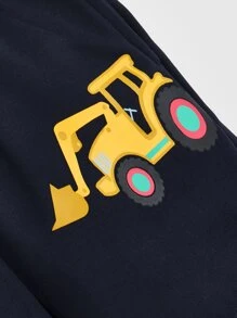 SHEIN Toddler Boys Car Print Shorts - Navy Blue - View 3