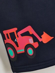 SHEIN Toddler Boys Car Print Shorts - Navy Blue - View 4