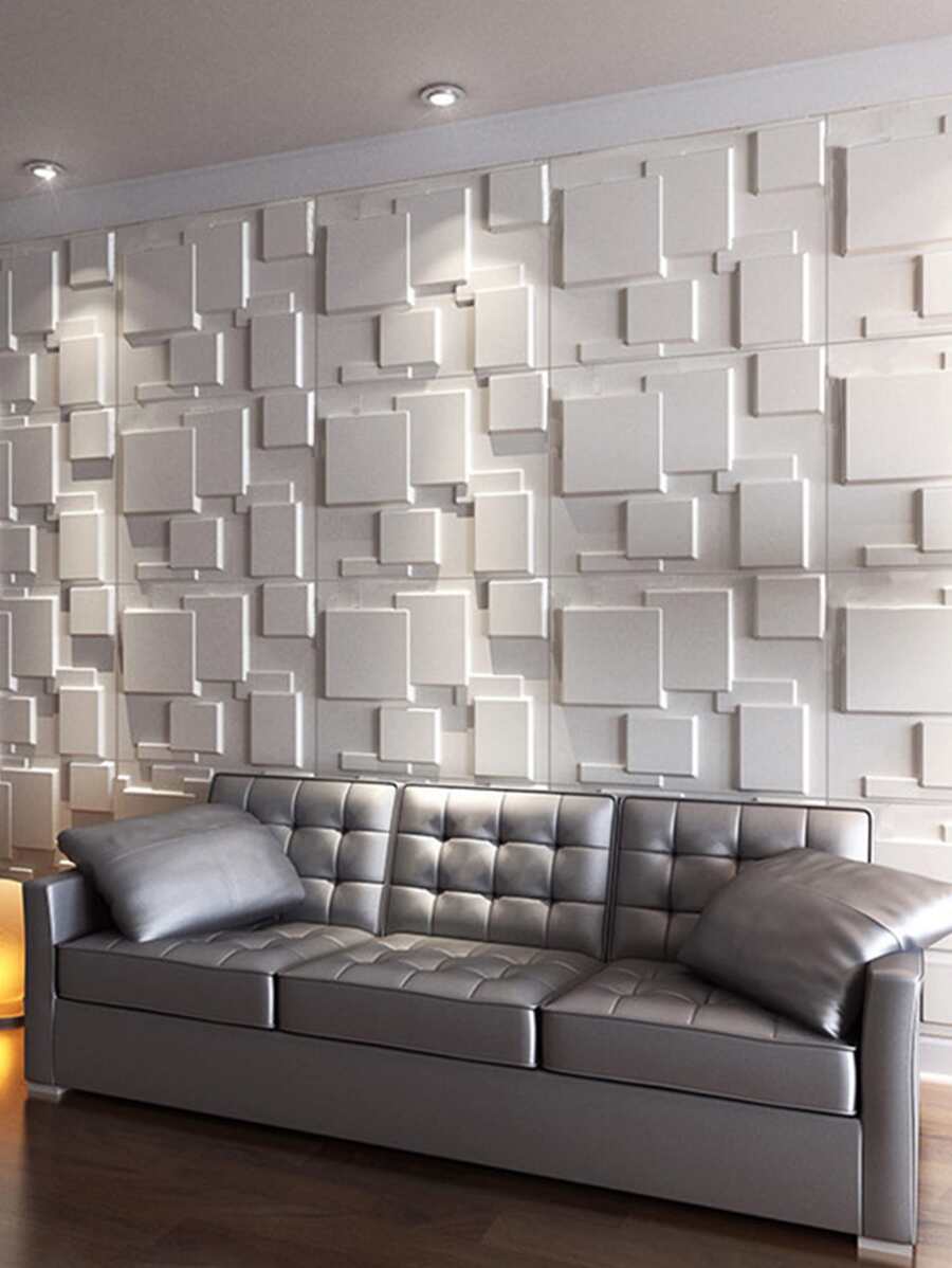 1pc Geometric Textured 3D Wall Paper, 30x30cm 3D Wall Panel Sticker For Home Decor, Renovation Stickers Peel Wall Panels, Wall Paper, Wallpapers, Spring Decoration Items Refresh Your Home, Rama Decoration Stickers - White - View 1