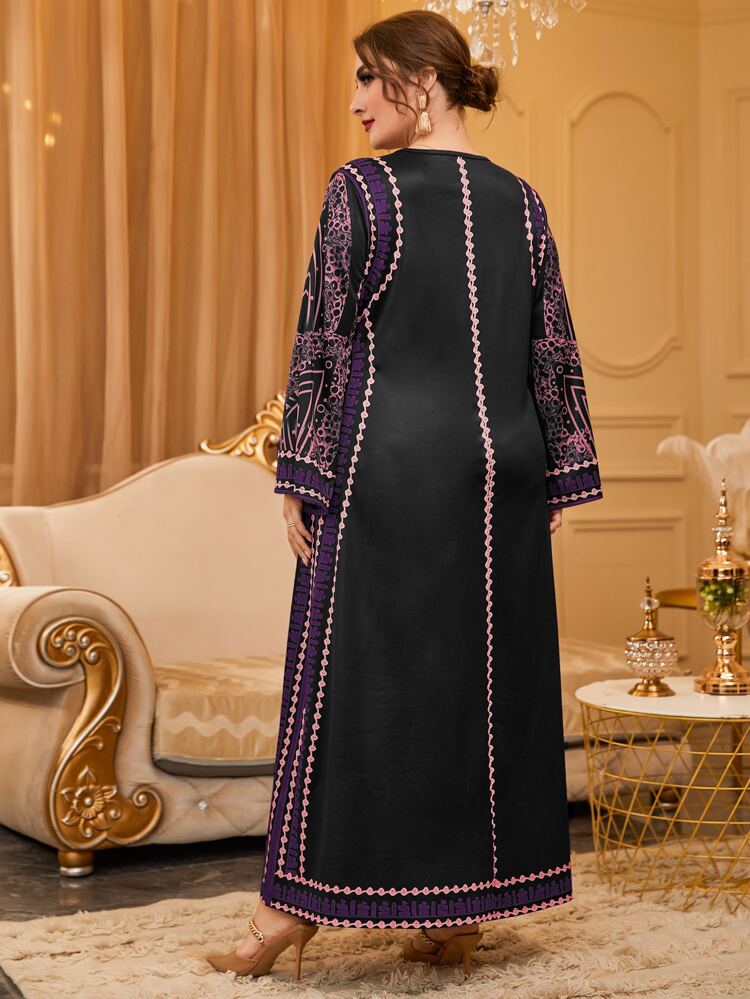 Plus Geo Print Tunic Dress Maxi Women Outfit
