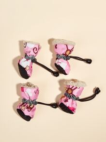 2對卡通圖案寵物鞋子