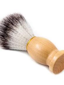 Men Shaving Beard Brush Set & Holder Set, 3pcs Wooden Handle Synthetic Hair Shaving Brush Stand Bowl Kit For Man Wet Shave - Brown - View 4