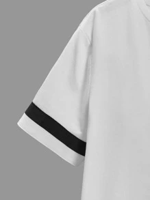 SHEIN Cậu bé Tween Đồ họa Chữ cái Áo thun & Eo dây rút Quần short - màu đen - Xem 4