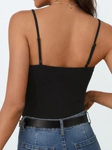SHEIN Frenchy 蕾絲拼接吊帶上衣 - 黑色 - 查看 6