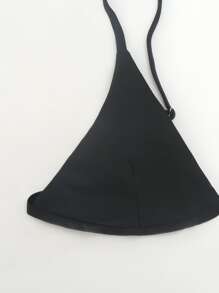 Mono Bikini Set Triangle Bra Top & High Cut Bikini Bottom 2 Pieces Bathing Suit Summer - Black - View 6