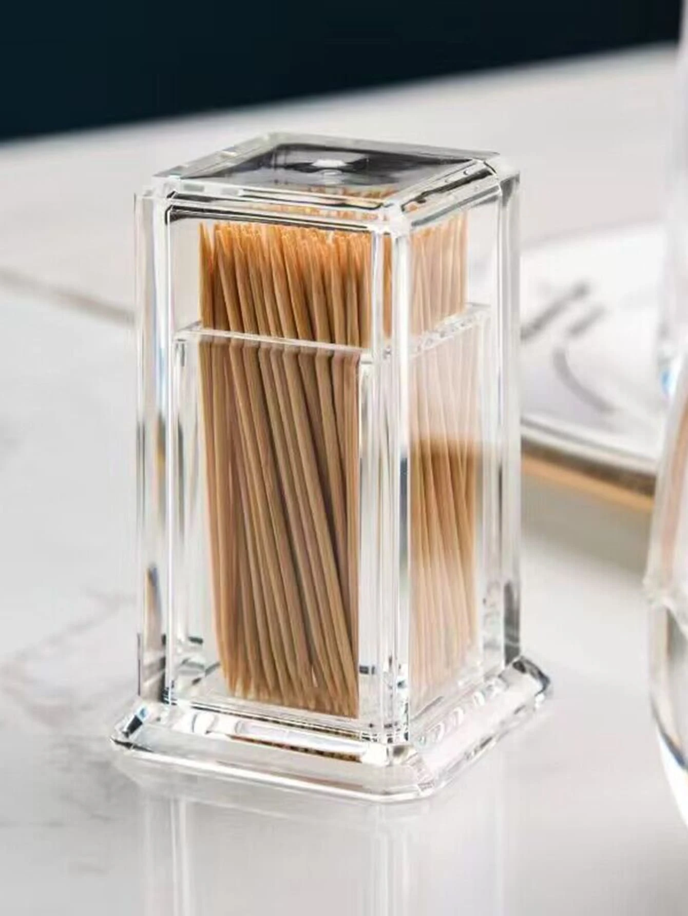 1pc PMMA Toothpick Holder, Modern Clear Toothpick Holder Dispenser For Home - Clear - View 1