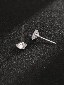 Bông tai bạc hình trái tim đính đá Cubic Zirconia - Bạc - Xem 4