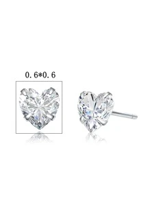 Bông tai bạc hình trái tim đính đá Cubic Zirconia - Bạc - Xem 6