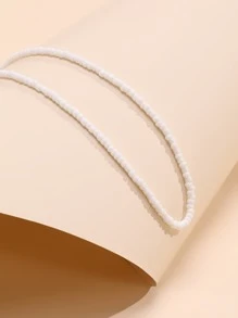 極簡串珠項鏈 - 白色 - 查看 3