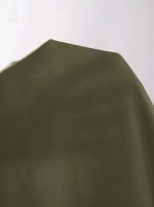 SHEIN Privé Top de manga con abertura unicolor - Verde militar - Ver 5