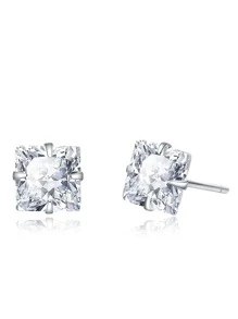 Bông tai bạc trang trí bằng đá Cubic Zirconia - Bạc - Xem 4