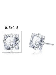 Bông tai bạc trang trí bằng đá Cubic Zirconia - Bạc - Xem 8