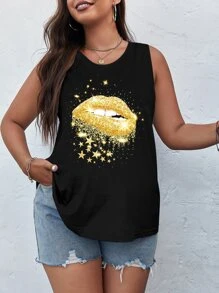 SHEIN LUNE Top tank labio & con estampado de estrella - Negro - Ver 4