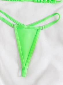 SHEIN Swim Bãi Biển Mùa Hè Rave Neon Bikini Bộ Vòng Liên Kết Dây Tam Giác Micro Áo Ngực & Chữ G Dưới 2 Mảnh Áo Tắm - Màu xanh chanh - Xem 5