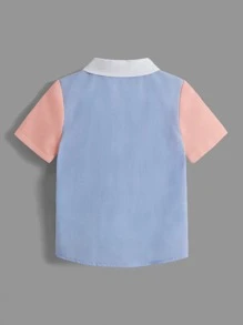 SHEIN Toddler Boys Color Block Patched Pocket Shirt - Multicolor - View 2