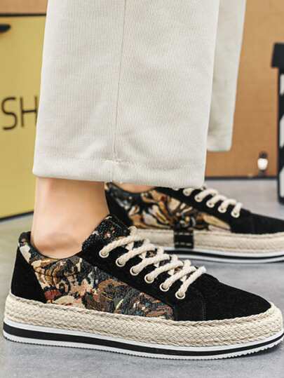 Sporty Skate Shoes For Men, Colorblock Lace Up Sneakers