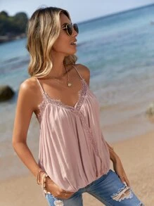 SHEIN Clasi Guipure Lace Trim Cami Top