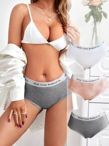 3入組紮染腰部字母條帶內褲