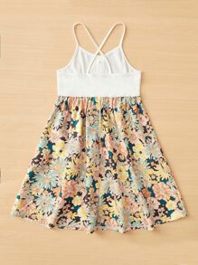 SHEIN Tween Girl Floral Print Fake Button Cami Dress - Multicolor - View 2