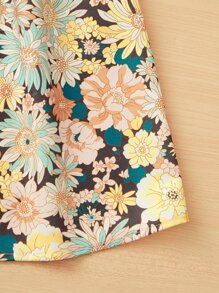 SHEIN Tween Girl Floral Print Fake Button Cami Dress - Multicolor - View 4