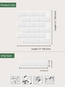 1入組3D瓷磚設計防水廚房貼紙 - 白色 - 查看 10