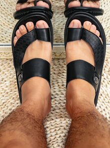 Men  Style Comfortable Casual Arabic Slippers - Black - View 4