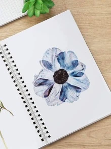 1pc Plain Spiral Notebook - White - View 2