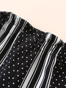 Baby Striped & Polka Dot Print Trousers - Black and White - View 4