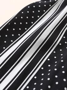 Baby Striped & Polka Dot Print Trousers - Black and White - View 5