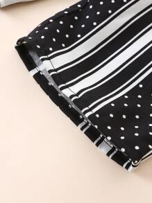 Baby Striped & Polka Dot Print Trousers - Black and White - View 6