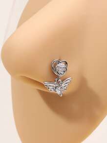 Wing Decor Nose Ring - Silver - View 1