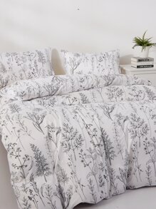 1組聖誕印花化學纖維被套套裝(1被套+2枕套) - 黑與白 - 查看 6