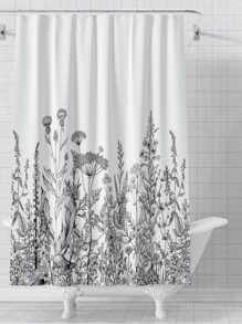 1 Rèm tắm họa tiết hoa, Rèm tắm polyester chống thấm nước hiện đại cho phòng tắm Trang trí phòng tắm - Đen và trắng - Xem 5